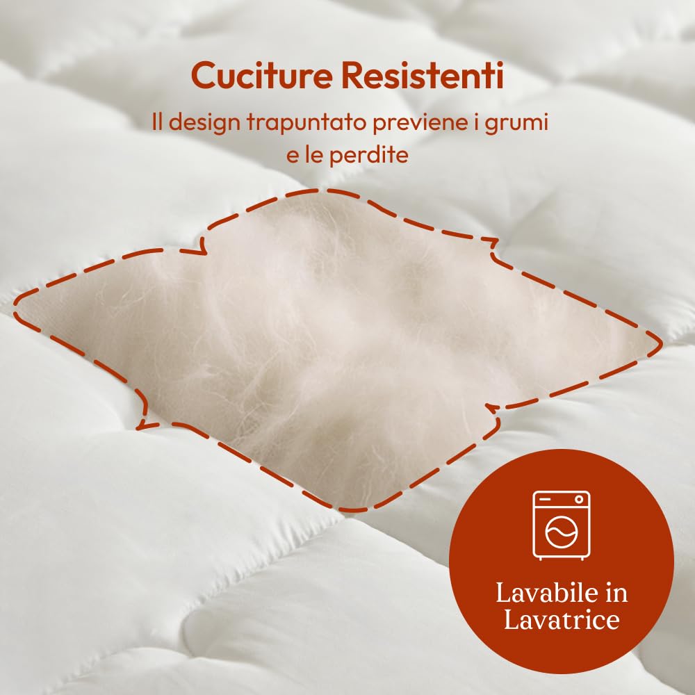 CASABEL Piumino Caldo 1 Piazza, 700gsm, 135x200cm, bianco | Microfibra morbida e traspirante, trapuntatura a rombi, calore omogeneo, calda, confortevole, lavabile in lavatrice