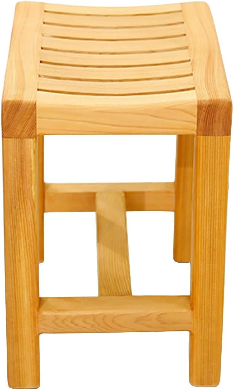 Bathroom stools Shower Chair Small Shower Chair for Adults Foot Rest Shaving Step Stool with Storage Shelf ，Stable Anti Slip Wooden Bath Stool ，Bearing 250kg (Size : 42x28x40cm)