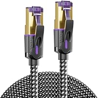 2m CAT7 Patchkabel Nylon (10 Gbit/s, S/FTP Schirmung, Kupfer) Gigabit Netzwerkkabel Ethernet Cable Kabel RJ45 Stecker POE CAT 7 LAN für PC PS5 Router Modem TV Switch Laptop - Schwarz