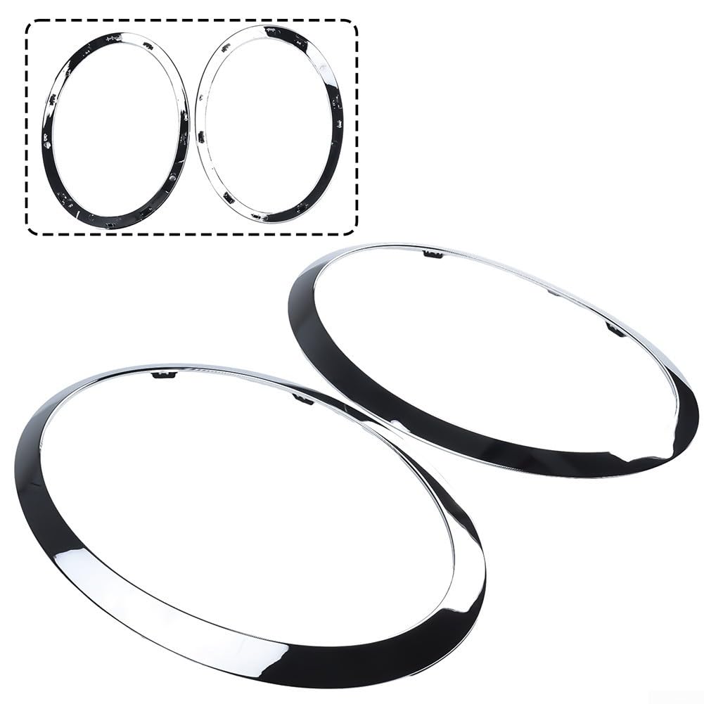 Bisel de anillo de ajuste de faros delanteros de coche, cubiertas de anillo de ajuste de faros delanteros plateados para MINI Cooper F55 F56 F57 2014-2024 Anillo de ajuste de faro delantero