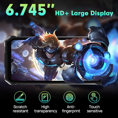 Image of FOSSIBOT F110L Android 15 Rugged Smartphone, 12GB+128GB /2TB Rugged Call Phone, 10000mAh Unlocked Phone 128dB Loud Volume 6.745 inch 50MP Camera Waterproof Smartphone 4G Dual SIM /Camping Light