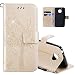Produktbild EMAXELERS Moto G5 Hülle Flip Schale Brieftasche Standfunktion und Karte Halter Etui Kartenfächer Wallet Tasche Etui für Motorola Moto G5,Diamond Gold Wishing Tree