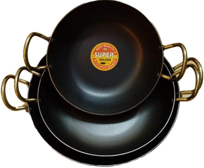 KE SUPER GOLDEN Iron Induction Karahi Dia 8" 9.5" 10.5" 3 Piece