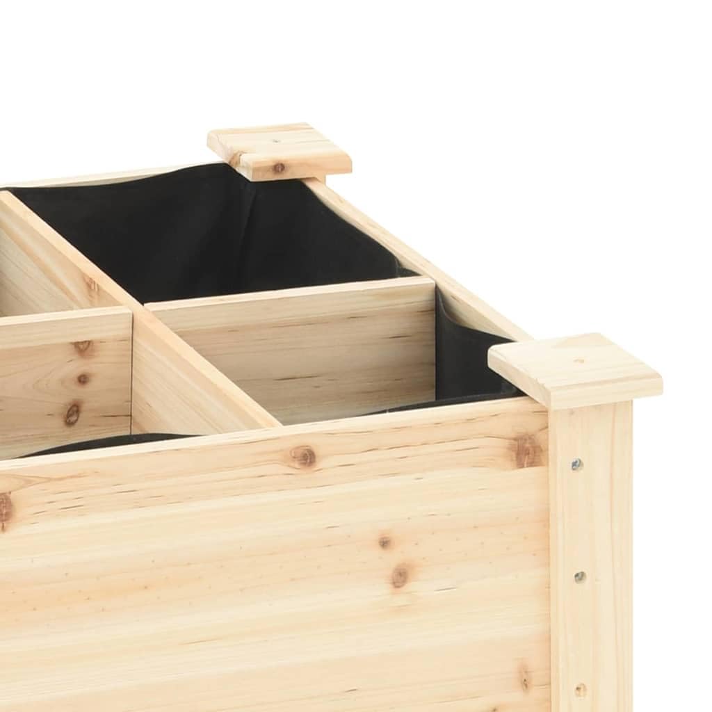 Macetero de jardín con estante, color beige, 161,5 x 45 x 76,5 cm, de madera maciza de abeto para exteriores, resistente y elevada para flores y hierbas