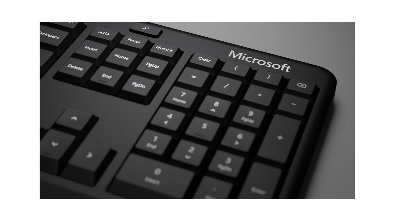Microsoft Ergonomic Keyboard - Teclado USB con Cable para PC y portátiles - Ergonómico con reposamuñecas Integrado - Teclado francés AZERTY - Negro (LXM-00005)
