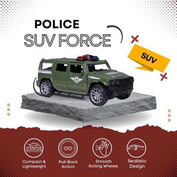 Image of Amisha Gift Gallery Diecast Army Hummer Toy Car for Kids | 1:36 Scale Model, Metal, Pull Back, Sports Car, Boys