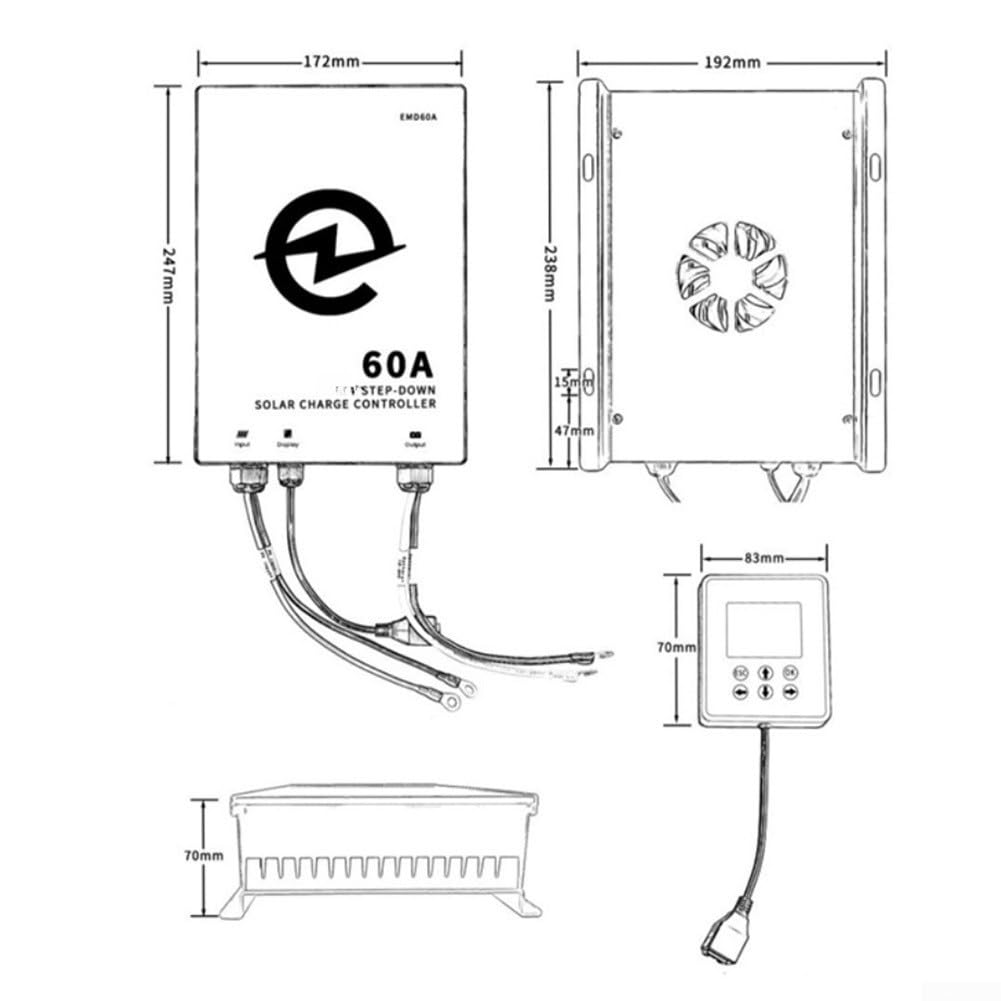 Regolatore di carica solare MPPT 60 A 2700 W IP66 impermeabile