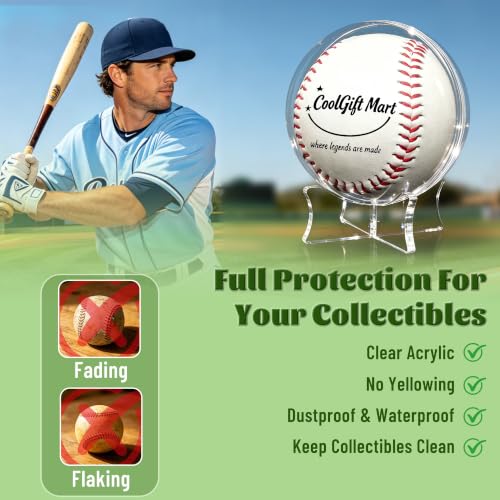 Image of CoolGift Mart Baseball Display Case, Gifts for Men Boys(Transparent Base)