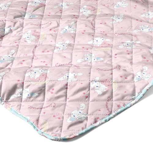 Image of Northwest Sanrio Cinnamoroll Reversible Quilted Throw, Kawaii Cherry Cupcake Pattern, for Anime Fans, Game Room, Chair or Couch, 60 x 80 Inches