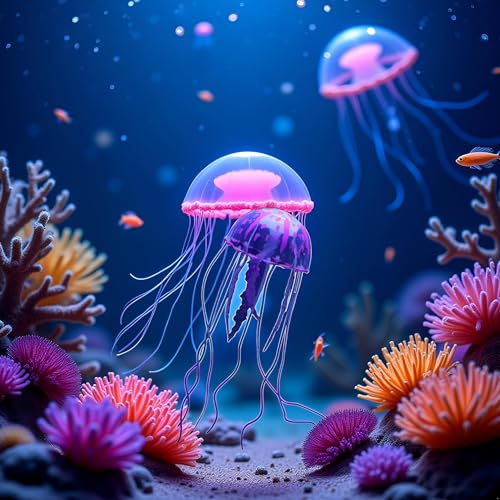 Htppzjr Purple Artificial Simulation Glowing Jellyfish Suitable for Fish Tank,Aquarium Decoration Popular Ornaments, Aquarium Décor - Thumbnail 4