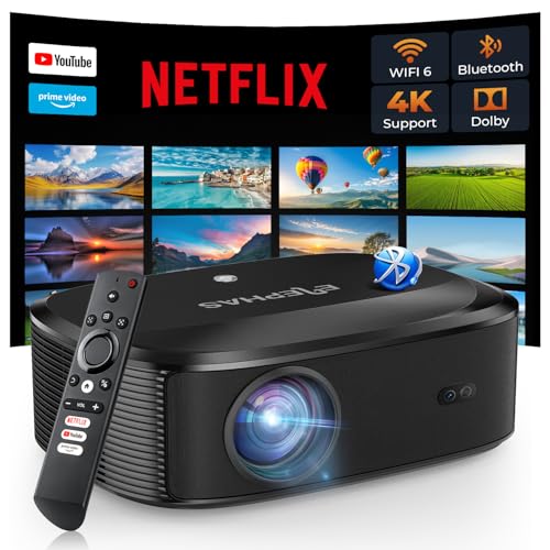 4K Projector with Wifi and Bluetooth, ELEPHAS Outdoor Movie Projector with NETFLIX/Prime...