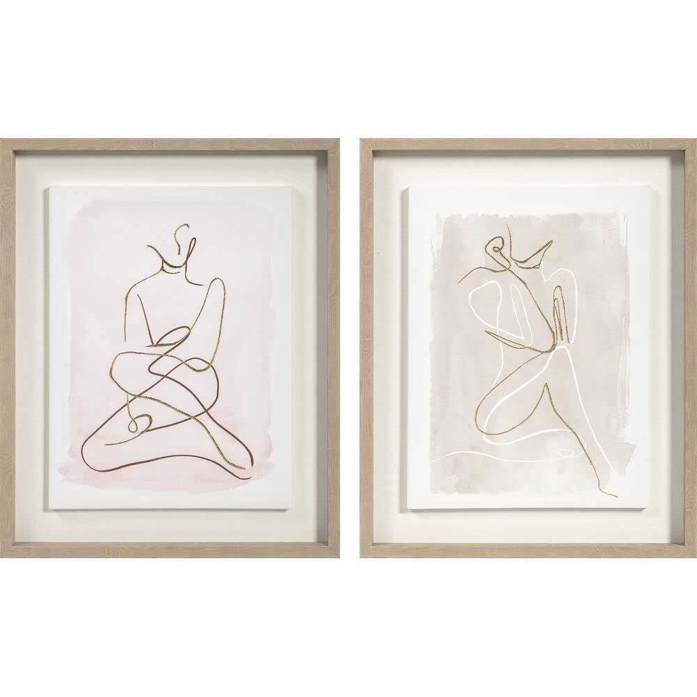 Tableau Abstrait DKD Home Decor 40x50 cm lot de 2 toiles murales modernes