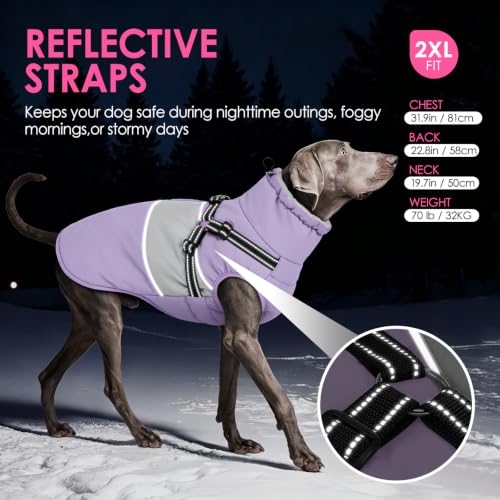 Image of AOFITEE Dog Coat Warm Dog Jacket with Harness Built in Pet Puffer Jacket XS