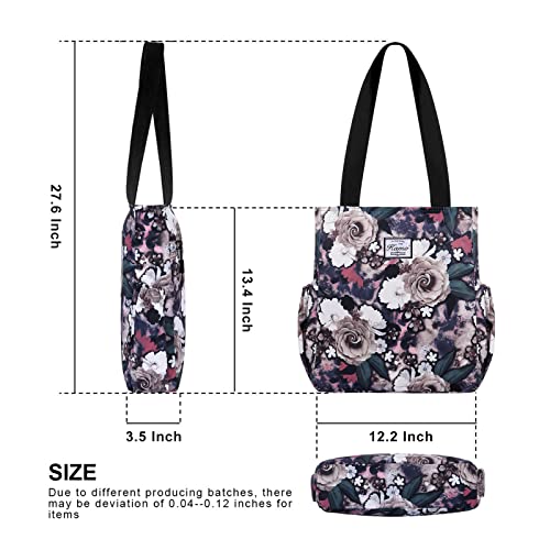 Image of KAMO Floral Tote Bag - Waterproof Lightweight Handbags Travel Shoulder Bag for Hiking Yoga Gym Swimming Travel Beach