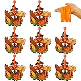 HEYINSHEN 8 PACK Thanksgiving Turkey Ring Toss Game Include 8 Wooden Turkey Target Stands with 8 Plastic Rings Happy Thanksgiving Turkey Toss Game for Girl Boy Adults Fall Family School Party Supplies
