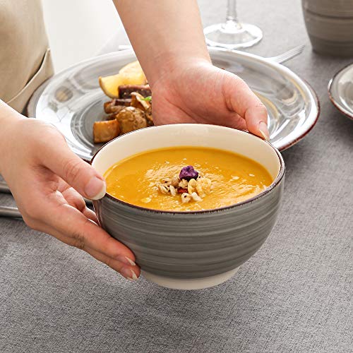 Vancasso Stoneware Dinnerware Set, Bella 48 Pieces Set Of 12 Stoneware Dinner Set With Dinner Plates, Salad Plates, Bowls, Mugs, Microwave Dishwasher Safe - Gray #TOP4