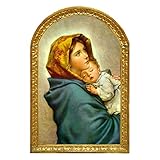 Cuadro madera Virgen Maria con Niño, La Zingara del Pintor italiano FERRUZZI. Madera tabla 28x18,5x1, Alta decoración, se pueden coleccionar y regalar. Colgador incluido.