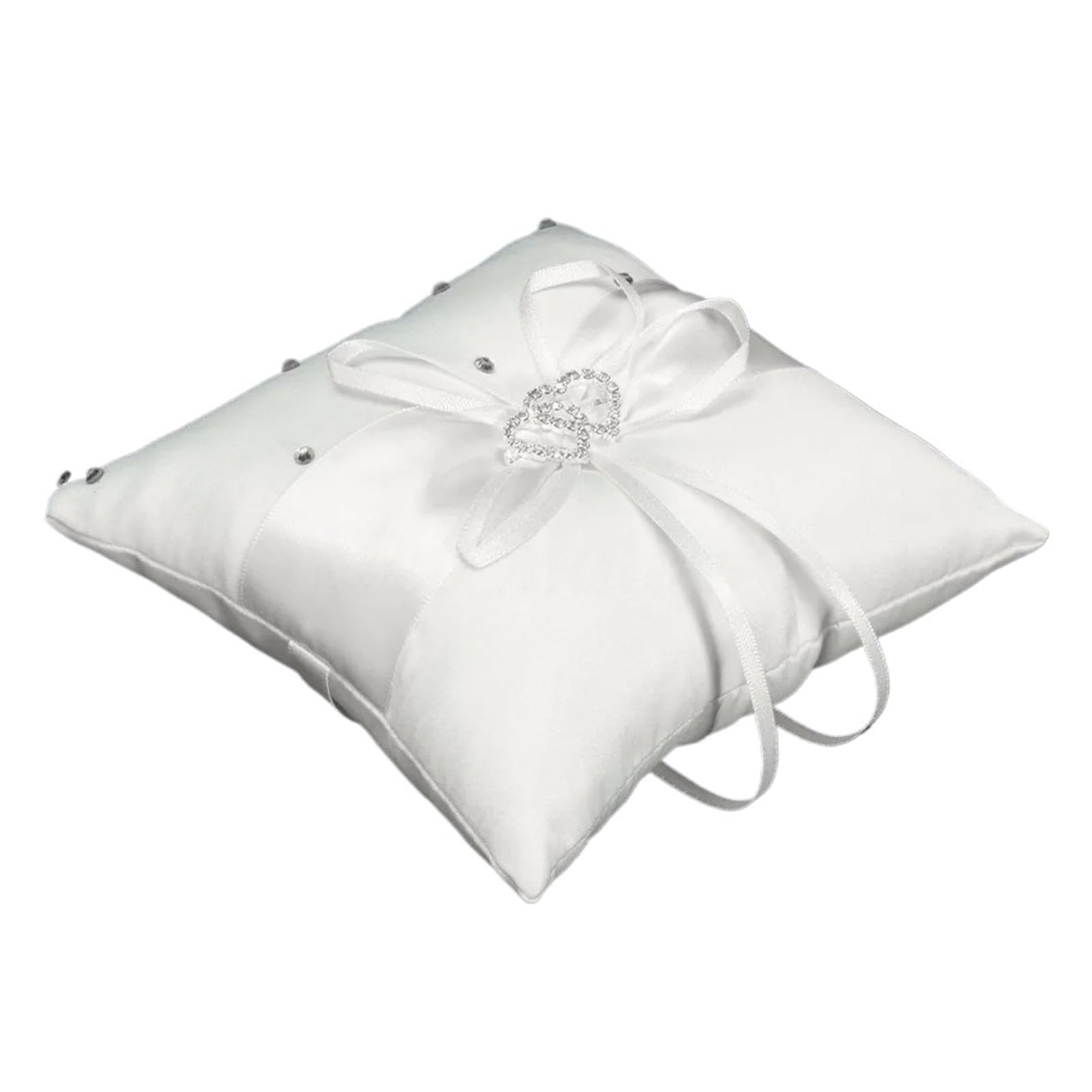 CGRSDSD Ring Bearer Pillow White Romantic Satin Heart Wedding Party Pocket Ring Bearer Pillow Cushion(200mm)