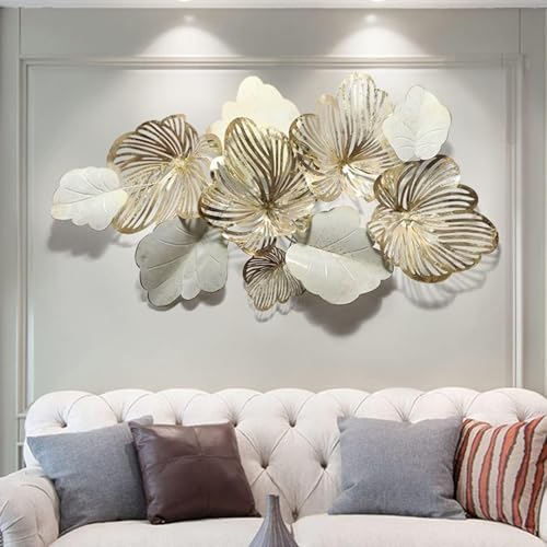 Decorazione da parete in metallo 3D, design moderno di lusso a forma di foglia, decorazione da appendere per soggiorno, camera da letto, cucina, decorazione per la casa ispirata alla natura