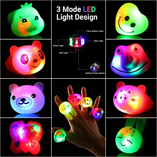 Mikulala 36 Stück LED leuchtende Ringe für Kinder, Graduation Party leuchtende Ringe für Jungen Mädchen, leuchtende Spielzeuge, Partyzubehör als Geschenke Klassenzimmer Preise mit niedlichen Tieren
