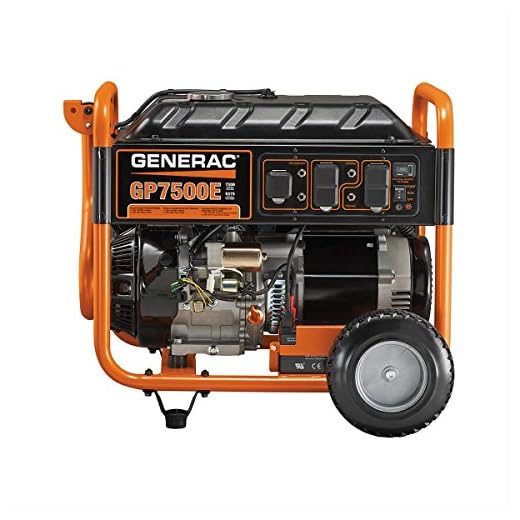 Generac 5978 GP7500E 7500 Running Watts/9375 Starting Watts Electric Start Gas Powered Portable Generator - CSA Compliant