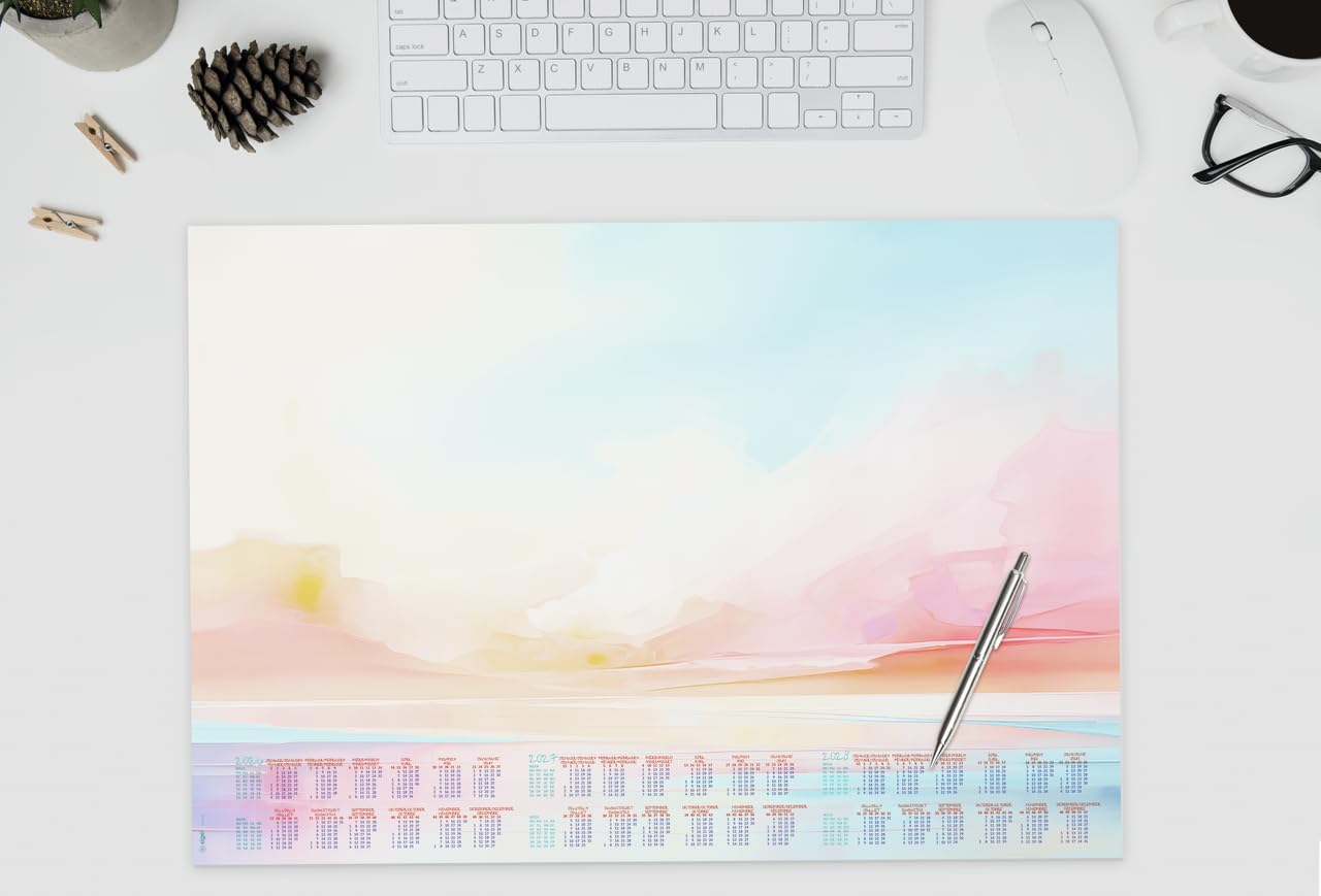 SIGEL H6313 Sous-main en papier A2 59.5 x 41 cm calendriers 3 ans semainier design magic sunset 30 feuilles