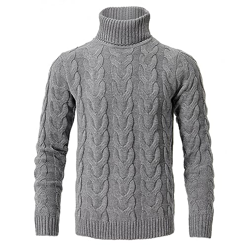 Men's Mock Turtleneck Sweater Casual Cable Knit Long Sleeve Pullover Sweater Slim Fit Twist Knit Sweater2