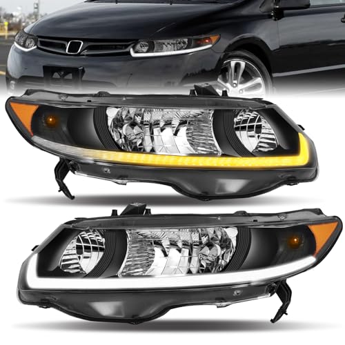 ELH SEQ DRL Headlight Assembly Fit For 2006-2011 Honda Civic 2-Door Coupe