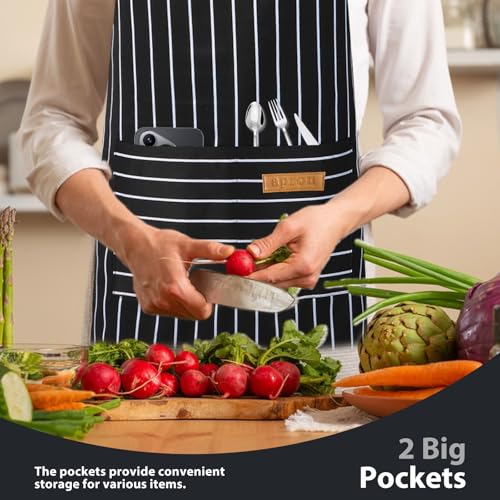 Image of VALOME 2 Pack Kitchen Aprons, Apron for Cooking with 2 Pockets, Unisex Adjustable Neck Strap Chef Aprons for Men Women