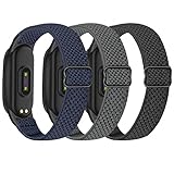 SHIJZWD Pack de 3 pulseras elásticas compatibles con Xiaomi Mi Band 7/Mi Band 6/Mi Band 5, correas de reloj deportivo de nailon para Xiaomi Mi Band 5/6/7 para hombre