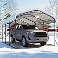 IWDOO 10x15 FT Carport, Metal Carport with Enhanced Base and Updated Frame Structure, Heavy Duty Carports Canopy with Galvanized Steel Roof for Outdoor, Horse Shelter for Farm, Car, Truck and Boats