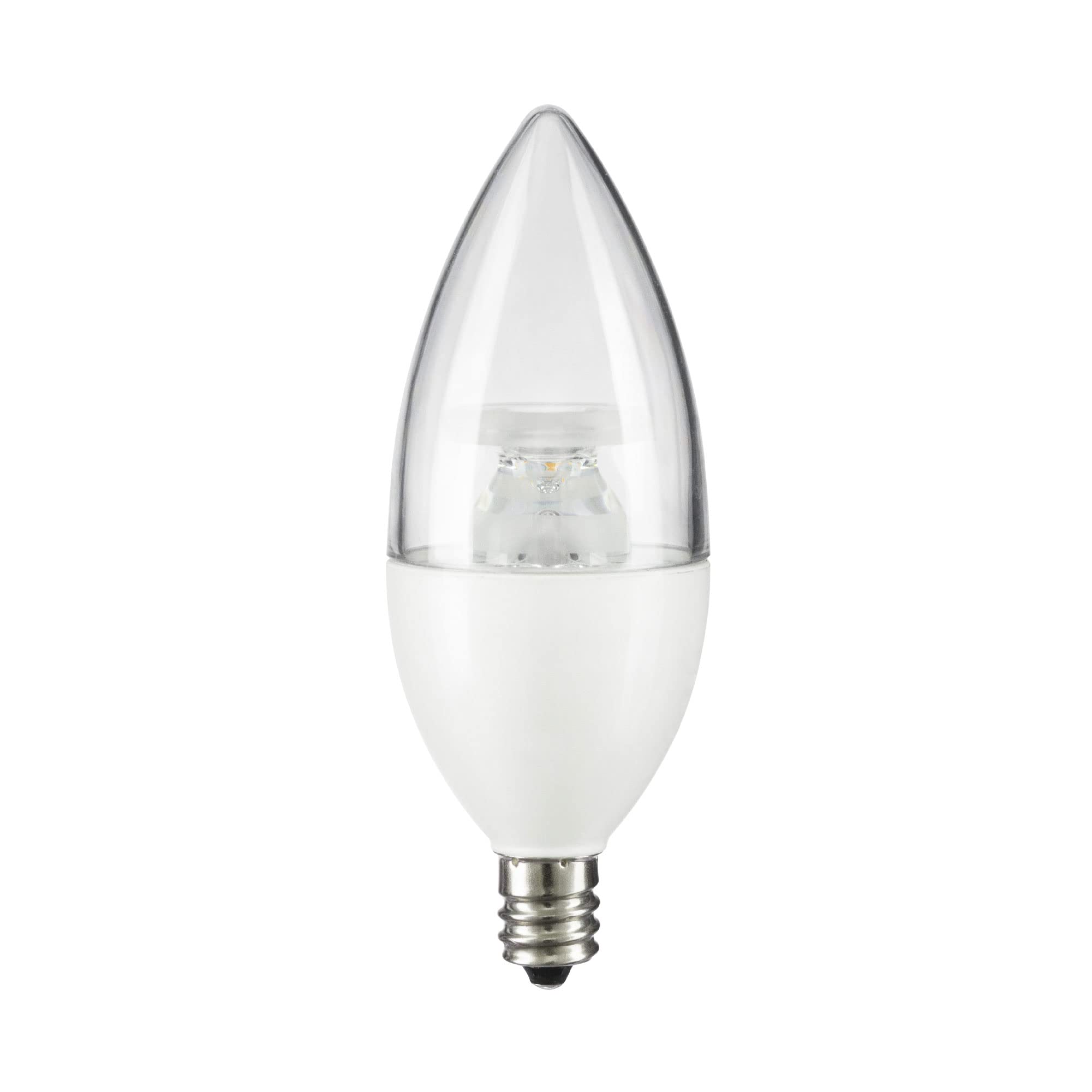 Sunlite LED B11 Clear Torpedo Tip Chandelier Light Bulb 4 5 Watts 40W Equivalent 300 Lumens Candelabra E12