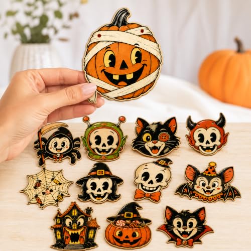 Image of Halloween Vintage Banner, 12 Piece Retro Halloween Hanging Decorations