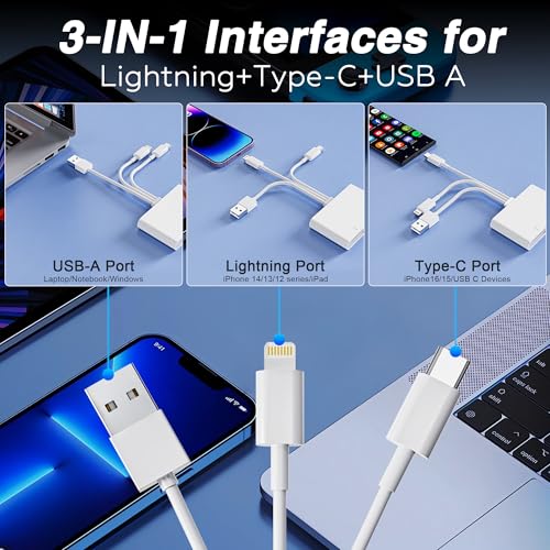 Image of Memory Stick Pro Duo Adapter - 4-in-1 USB C /Lightning /USB-A to SD /TF /MS /XD Card Reader, High-Speed Photo Video Transfer from Camera to iPhone /Tablet /Computer