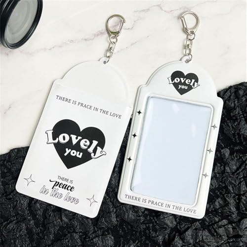 Black Cartoon Keychain ID Card Cover – Photocard Holder with Pendant, Protective Sleeve for Bus Pass, Credit, and ID Cards, 3-Inch Idol Photo Protector, Stationery Card Bag for Travel and Daily Use4