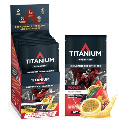 Image of TITANIUM POWER Hydration Drink Mix Packets (12 count) - Carbohydrate Powder & Electrolyte Mix - Sports Drink Powder for Crossfit, Gym Essentials - Endurance Drink - Gluten Free