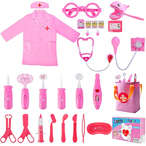 Invech 31 Pieces Doctor Kit for Kids, Pretend Play Doctor Playset with Electronic Stethoscope,Dentist Medical Kits Role Play Toy for Kids 3-7 Year Old
