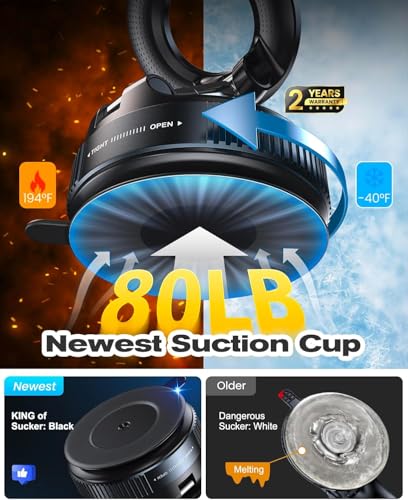 Image of HOLD UP Vacuum Magnetic Suction Cup Phone Mount for Magsafe, 360 Adjustable Magnetic Holder, Pocket Size Foldable Portable Cell Phone Holders for Your Car for All Smartphones & All Car Models