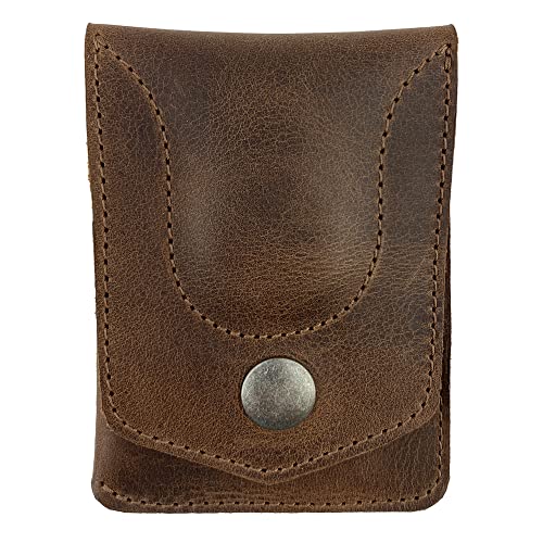 Card Holder with Slot for AirTag Handmade from Full Grain Leather, Storage Case for Cash, Compact Pocket Organizer, Travel Accessory - Bourbon Brown