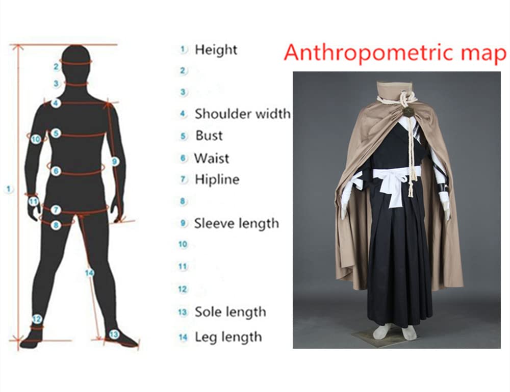Taglia USA Anime Kurosaki Ichigo Cosplay Costumi Lungo Mantello kimono vestito