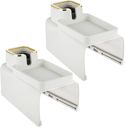 Tessco Paquete de 2 portavasos para sofá, bandeja antideslizante para mesa reclinable, bandeja de silicona para reposabrazos de sofá, mesa con peso,