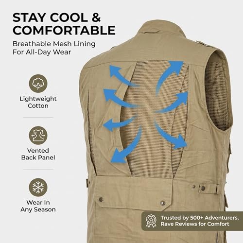 Image of Humvee Utility Vest with 21 Pockets -Travel, Safari, Hunting, Camping, 100% Cotton, Tactical Jacket for Men & Women