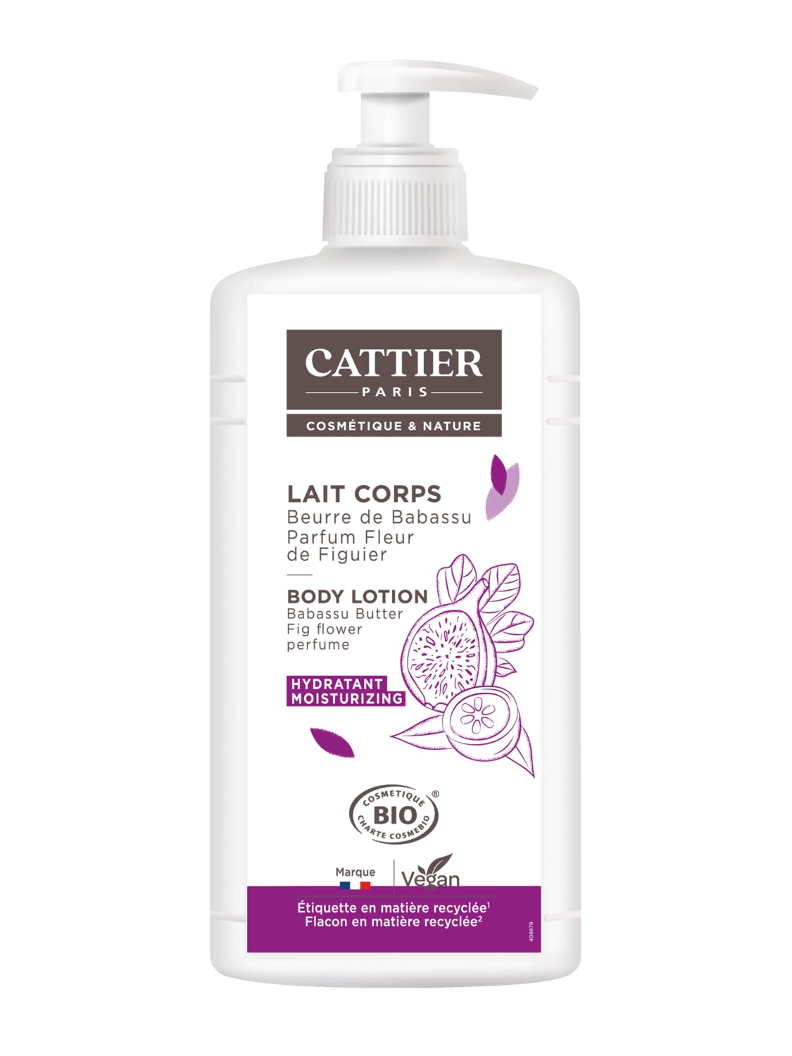 CATTIERParis Moisturising Body Lotion Babassu Butter - Fig Blossom Fragrance - Vegan Body Cream - Label Made of 100% Recycled Plastic - 500 ml