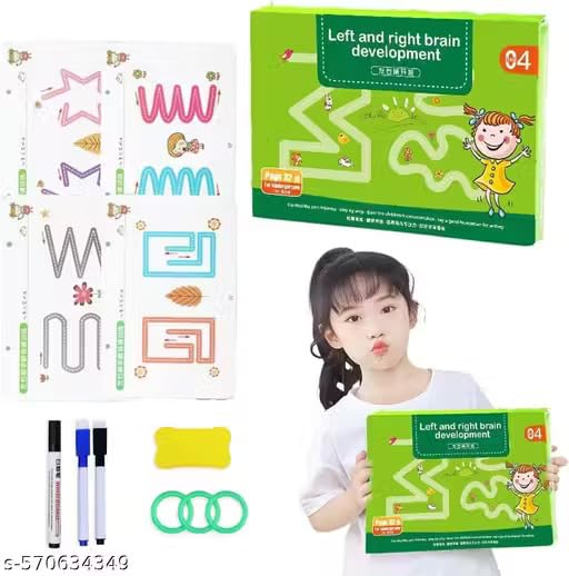Image of Reusable Magic Tracing Workbook for Kids (Ages 3-8) |Practice Letters, Numbers, Shapes Lines with Disappearing Ink |Preschool Handwriting Pen Control Learning Book (32 Pages, 4 markers)