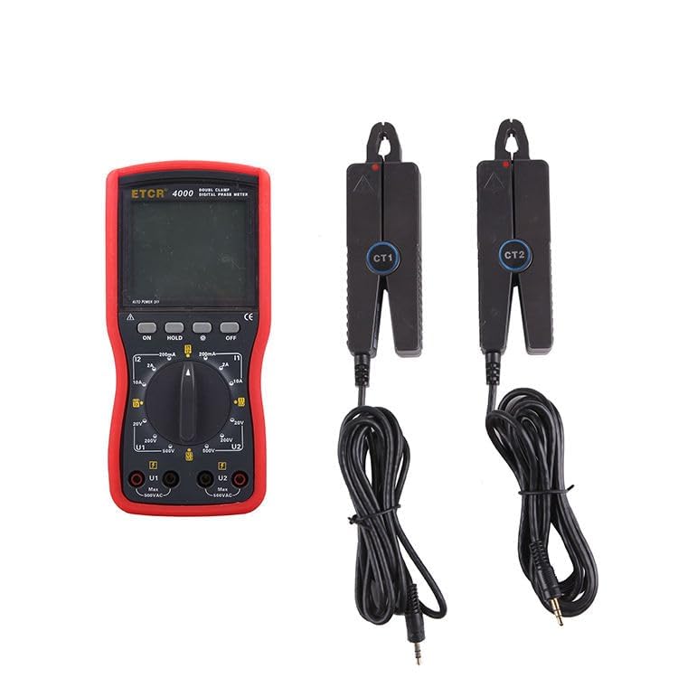 Double Clamp Phase Volt-Ampere Meter Phase Volt Ampere Tester with Phase Range 0~360 ° Voltage Range 500V Current Range 10A