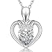 1.5 CT Simulated Diamond Heart Pendant Necklace Sterling Silver Women Necklace By 8Muses, 16”