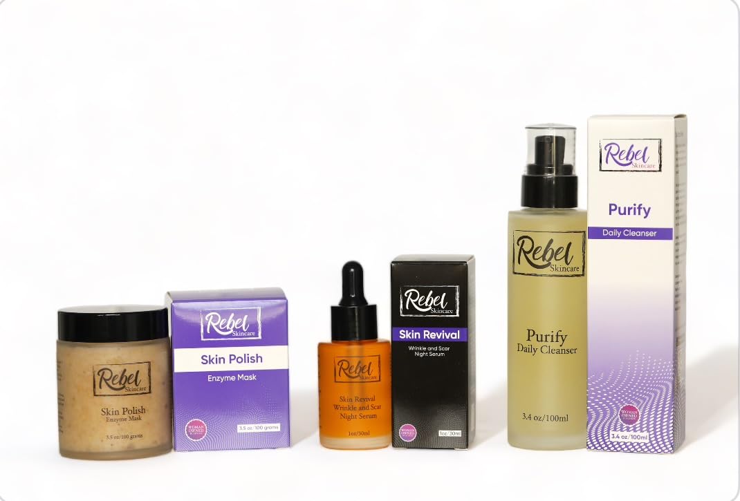 Ultimate Skin Care Set: Purify Daily Cleanser, Exfoliating Enzyme Mask & Anti-Aging Night Serum Bundle - Nourishing & Regenerating, For All Skin Types