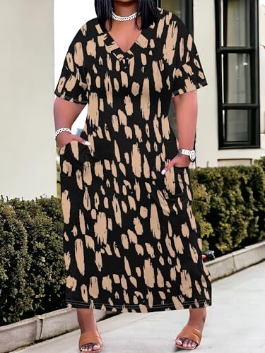 Image of SUZONANA Plus Size Dresses for Curvy Women African Print American Dress Summer Outfits Casual Loose with Pocket