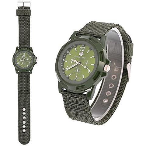 Electronic Digital Wristwatch Military Watch Males Army Durable Nylon Band Sport Wrist Watches(Army Green) Cover