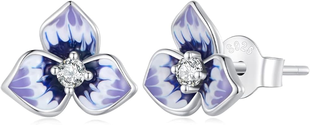 WZGWDC Sterlingsilber-Schmuck, 925er-Sterlingsilber-Ohrstecker, niedliche Blumen-Ohrstecker für Frauen und Mädchen, hypoallergener Schmuck